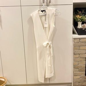 Theory White Sleeveless Midi Wrap Dress